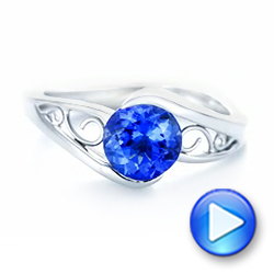 18k White Gold 18k White Gold Custom Solitaire Tanzanite Engagement Ring - Video -  102858 - Thumbnail