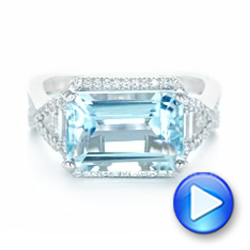  Platinum Platinum Custom Aquamarine And Diamond Fashion Ring - Video -  102859 - Thumbnail