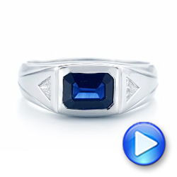 Custom Blue Sapphire And Diamond Men's Wedding Band - Video -  102861 - Thumbnail