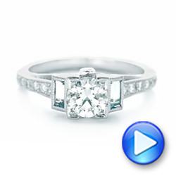  Platinum Custom Aquamarine And Diamond Engagement Ring - Video -  102862 - Thumbnail