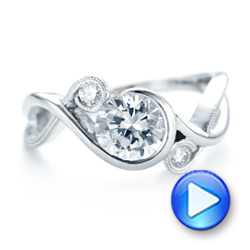  Platinum Platinum Custom Wrapped Three-stone Diamond Engagement Ring - Video -  102866 - Thumbnail