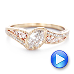 14k Rose Gold Custom Diamond Engagement Ring - Video -  102869 - Thumbnail