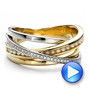 18k Yellow Gold And 18K Gold Custom Women's Pearl And Diamond Wedding Band - Video -  100011 - Thumbnail