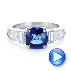 18k White Gold 18k White Gold Custom Blue Sapphire And Diamond Engagement Ring - Video -  102870 - Thumbnail