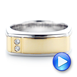  14K Gold And 14k Yellow Gold Custom Two-tone Diamond Men's Band - Video -  102871 - Thumbnail