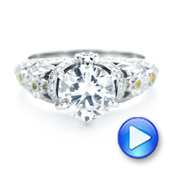 18k White Gold 18k White Gold Custom Yellow Sapphire And Diamond Engagement Ring - Video -  102872 - Thumbnail