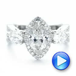  Platinum Custom Diamond Halo Engagement Ring - Video -  102873 - Thumbnail