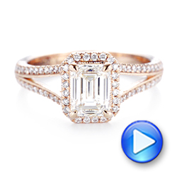 14k Rose Gold Custom Diamond Halo Engagement Ring - Video -  102875 - Thumbnail
