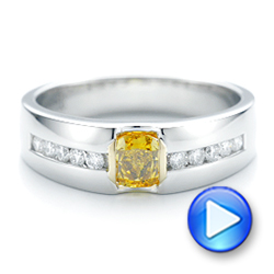 18k White Gold And 14K Gold 18k White Gold And 14K Gold Custom Two-tone Yellow And White Diamond Men's Wedding Band - Video -  102881 - Thumbnail