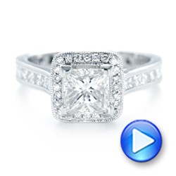 14k White Gold Custom Diamond Halo Engagement Ring - Video -  102882 - Thumbnail