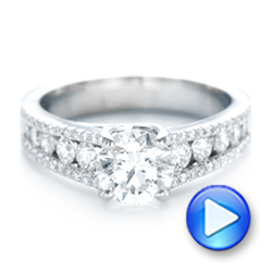 14k White Gold Custom Diamond Engagement Ring - Video -  102886 - Thumbnail