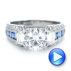 14k White Gold 14k White Gold Custom Blue Sapphire And Diamond Engagement Ring - Video -  102888 - Thumbnail