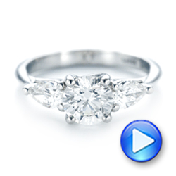 18k White Gold 18k White Gold Custom Three Stone Diamond Engagement Ring - Video -  102898 - Thumbnail