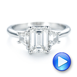  Platinum Custom Three Stone Diamond Engagement Ring - Video -  102899 - Thumbnail