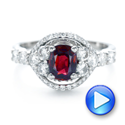  Platinum Custom Ruby And Diamond Engagement Ring - Video -  102900 - Thumbnail