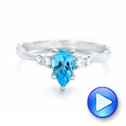  Platinum Custom Blue Topaz And Diamond Engagement Ring - Video -  102907 - Thumbnail