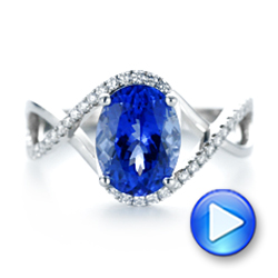 14k White Gold Custom Tanzanite And Diamond Fashion Ring - Video -  102909 - Thumbnail
