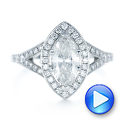 18k White Gold Custom Diamond Halo Engagement Ring - Video -  102910 - Thumbnail