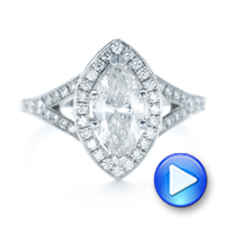  Platinum Platinum Custom Diamond Halo Engagement Ring - Video -  102910 - Thumbnail