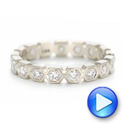 14k White Gold Custom Diamond Eternity Wedding Band - Video -  102918 - Thumbnail