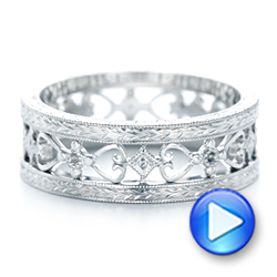  Platinum Custom Hand Engraved Wedding Band - Video -  102928 - Thumbnail