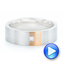  Platinum And 18k Rose Gold Custom Two-tone Diamond Men's Band - Video -  102929 - Thumbnail