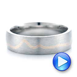  Platinum And 14k Rose Gold Platinum And 14k Rose Gold Custom Two-tone Brushed Men's Band - Video -  102931 - Thumbnail