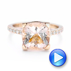 18k Rose Gold 18k Rose Gold Custom Morganite And Diamond Engagement Ring - Video -  102933 - Thumbnail