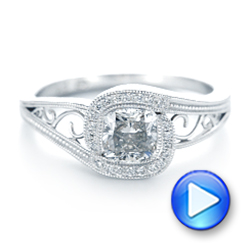 14k White Gold Custom Diamond Halo Engagement Ring - Video -  102936 - Thumbnail