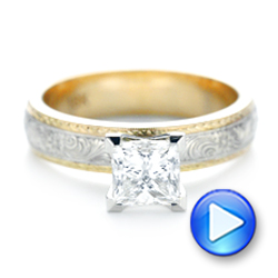 14k Yellow Gold And 18K Gold 14k Yellow Gold And 18K Gold Custom Two-tone Solitaire Diamond Engagement Ring - Video -  102937 - Thumbnail