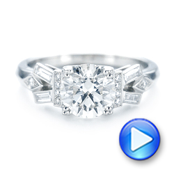 14k White Gold 14k White Gold Custom Three Stone Diamond Engagement Ring - Video -  102945 - Thumbnail