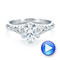 18k White Gold 18k White Gold Custom Solitaire Diamond Engagement Ring - Video -  102952 - Thumbnail