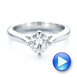 18k White Gold 18k White Gold Custom Solitaire Diamond Engagement Ring - Video -  102954 - Thumbnail