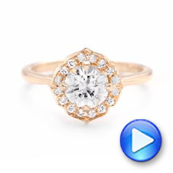 18k Rose Gold 18k Rose Gold Custom Diamond Halo Engagement Ring - Video -  102957 - Thumbnail