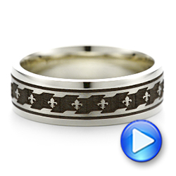 14k White Gold Custom Engraved Men's Wedding Band - Video -  102960 - Thumbnail