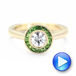 18k Yellow Gold 18k Yellow Gold Custom Green Tsavorite And Diamond Engagement Ring - Video -  102963 - Thumbnail