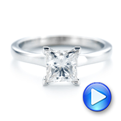 14k White Gold Custom Solitaire Diamond Engagement Ring - Video -  102965 - Thumbnail