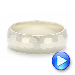 14k White Gold Custom Brushed Men's Wedding Band - Video -  102967 - Thumbnail