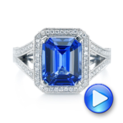 Platinum Custom Tanzanite And Diamond Engagement Ring - Video -  102968 - Thumbnail