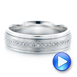 18k White Gold 18k White Gold Custom Hand Engraved Diamond Men's Band - Video -  102977 - Thumbnail