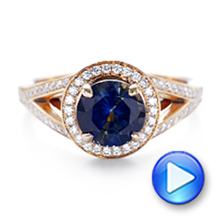 18k Rose Gold 18k Rose Gold Custom Sapphire And Diamond Engagement Ring - Video -  102978 - Thumbnail