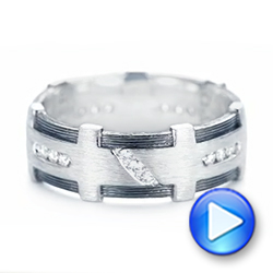 14k White Gold 14k White Gold Custom Brushed Diamond Men's Band - Video -  102988 - Thumbnail