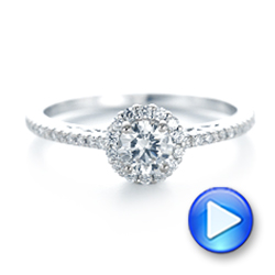 14k White Gold Custom Diamond Halo Engagement Ring - Video -  102990 - Thumbnail