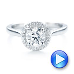 14k White Gold Custom Diamond Halo Engagement Ring - Video -  103002 - Thumbnail