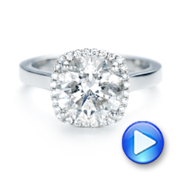 14k White Gold 14k White Gold Custom Diamond Halo Engagement Ring - Video -  103005 - Thumbnail