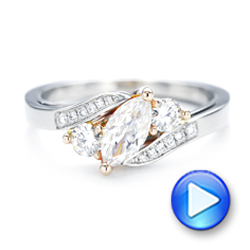 18k White Gold And 18K Gold 18k White Gold And 18K Gold Custom Three Stone Two-tone Diamond Engagement Ring - Video -  103008 - Thumbnail