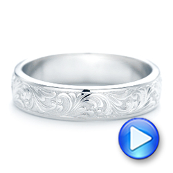  Platinum Platinum Custom Hand Engraved Wedding Band - Video -  103011 - Thumbnail