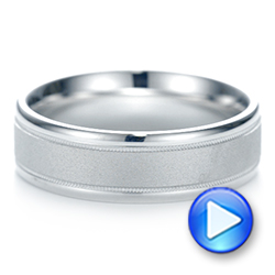 18k White Gold 18k White Gold Sandblasted Men's Wedding Band - Video -  103020 - Thumbnail