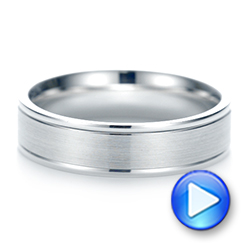 18k White Gold 18k White Gold Brushed Men's Wedding Band - Video -  103021 - Thumbnail