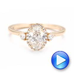 14k Rose Gold Custom Diamond Halo Engagement Ring - Video -  103025 - Thumbnail